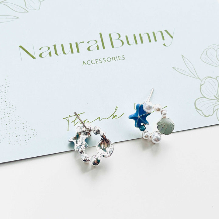 Cute Starfish and Shell Stud Earrings