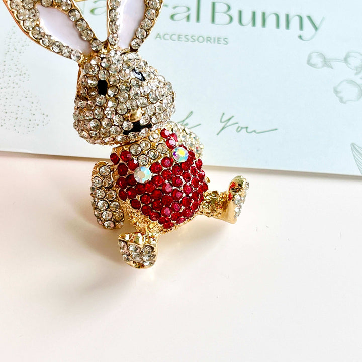 Cute Rabbit Wearing Red Overalls Brooch