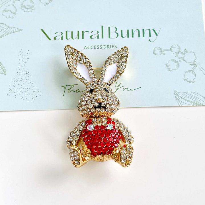 Cute Rabbit Wearing Red Overalls Brooch