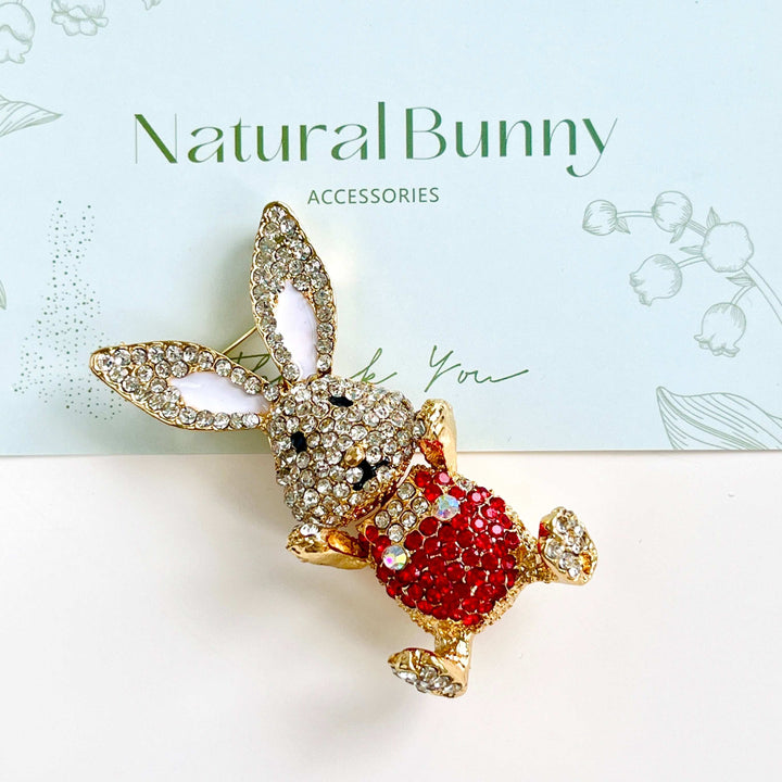 Cute Rabbit Wearing Red Overalls Brooch