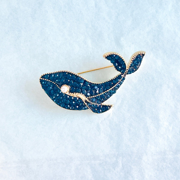 Deep Blue Whale Brooch