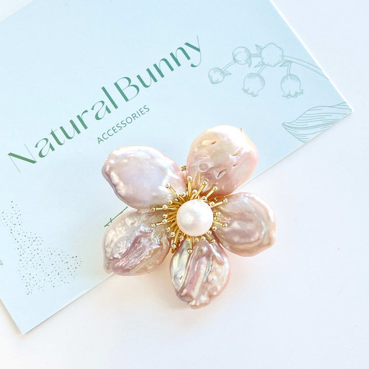 Elegant Baroque Pearl Flower Brooch