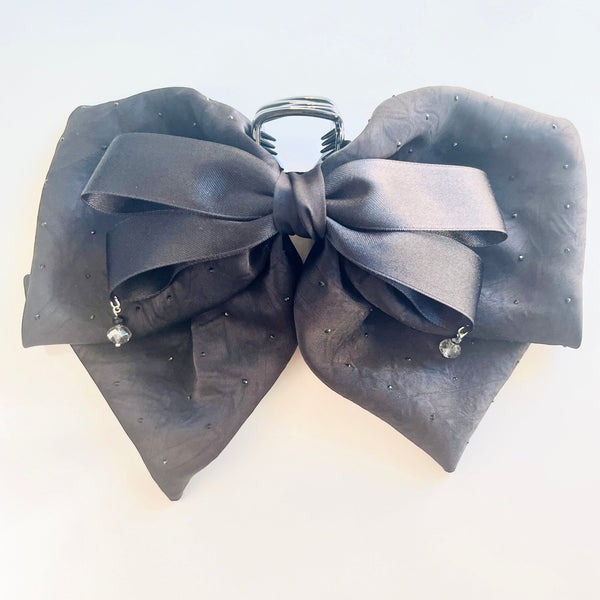 Elegant Black Bow Hair Claw Clip - Natural Bunny Accessories