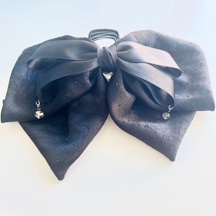 Elegant Black Bow Hair Claw Clip - Natural Bunny Accessories