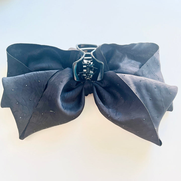 Elegant Black Bow Hair Claw Clip - Natural Bunny Accessories