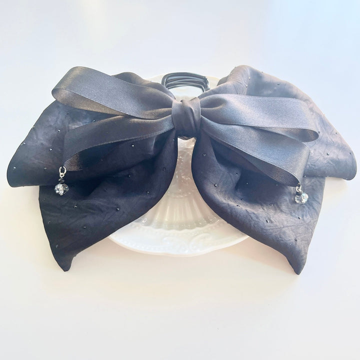 Elegant Black Bow Hair Claw Clip - Natural Bunny Accessories
