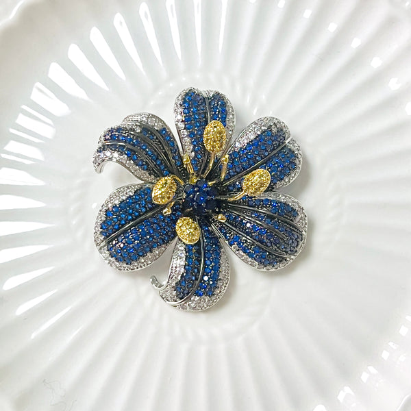Elegant Blue Floral Brooch