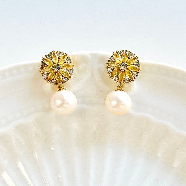 Elegant Daisy Freshwater Pearl Earrings