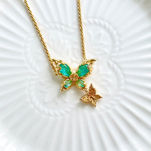 Elegant Double Butterfly Pendant Necklace