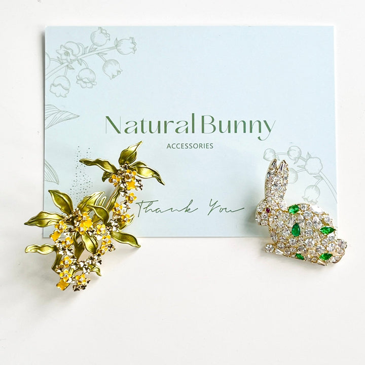 Adorable Crystal Rabbit Brooch - Natural Bunny Accessories