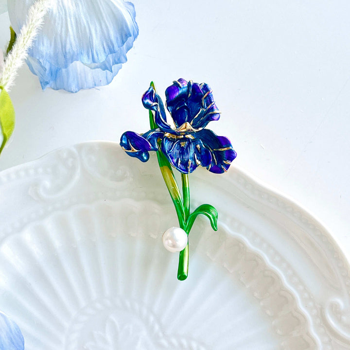 Elegant Iris Pearl Brooch
