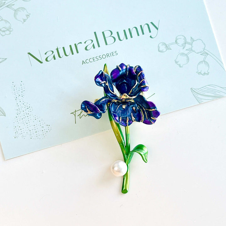 Elegant Iris Pearl Brooch