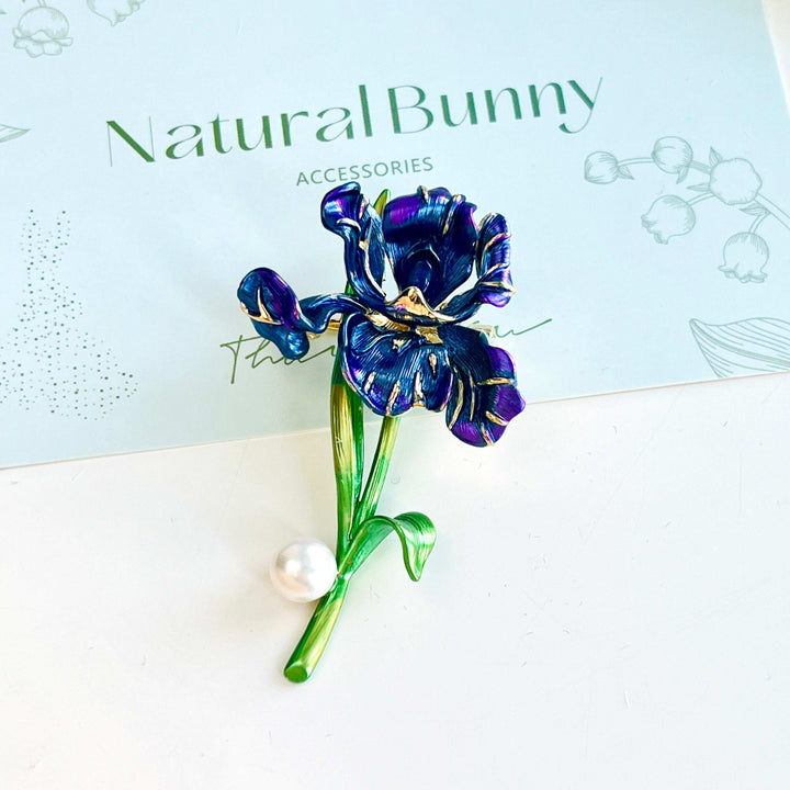 Elegant Iris Pearl Brooch