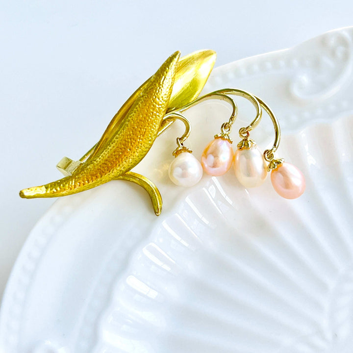 Elegant Lily Of The Valley Pearl Brooch