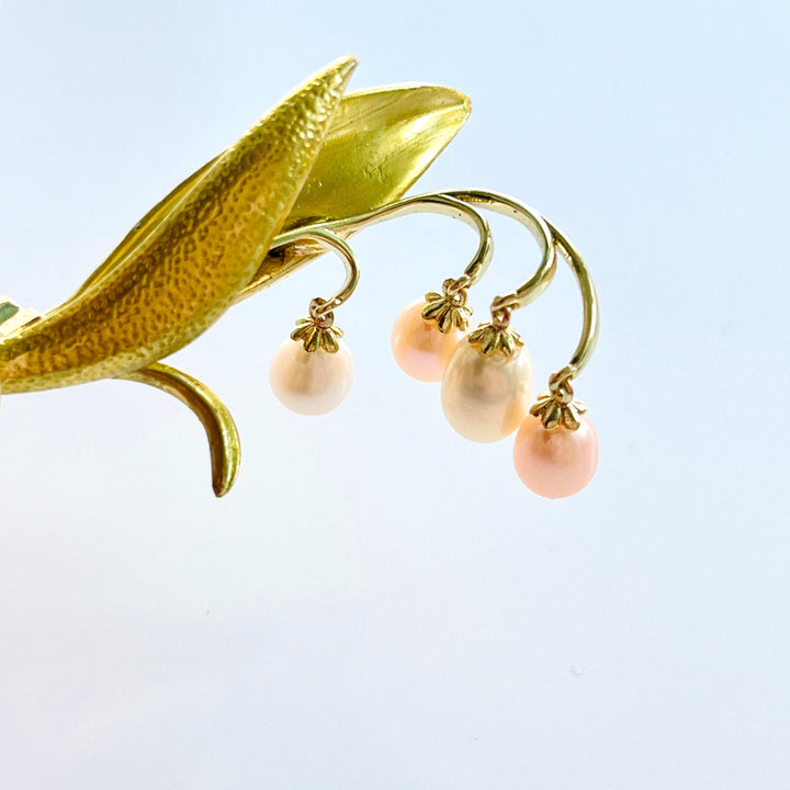 Elegant Lily Of The Valley Pearl Brooch