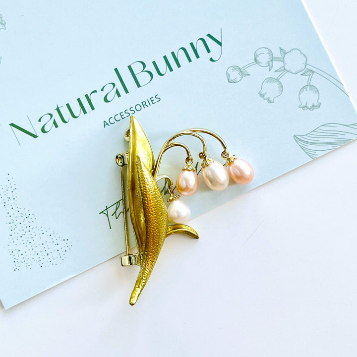Elegant Lily Of The Valley Pearl Brooch