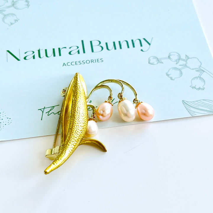 Elegant Lily Of The Valley Pearl Brooch