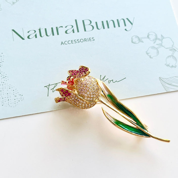 Elegant Pink Tulip Brooch | Spring Flower Brooch – Natural Bunny ...