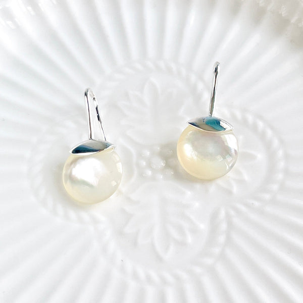 Elegant Sterling Silver Shell Moon Earrings - Natural Bunny Accessories