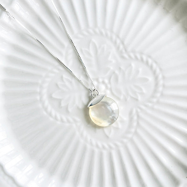 Elegant Sterling Silver Shell Moon Necklace - Natural Bunny Accessories