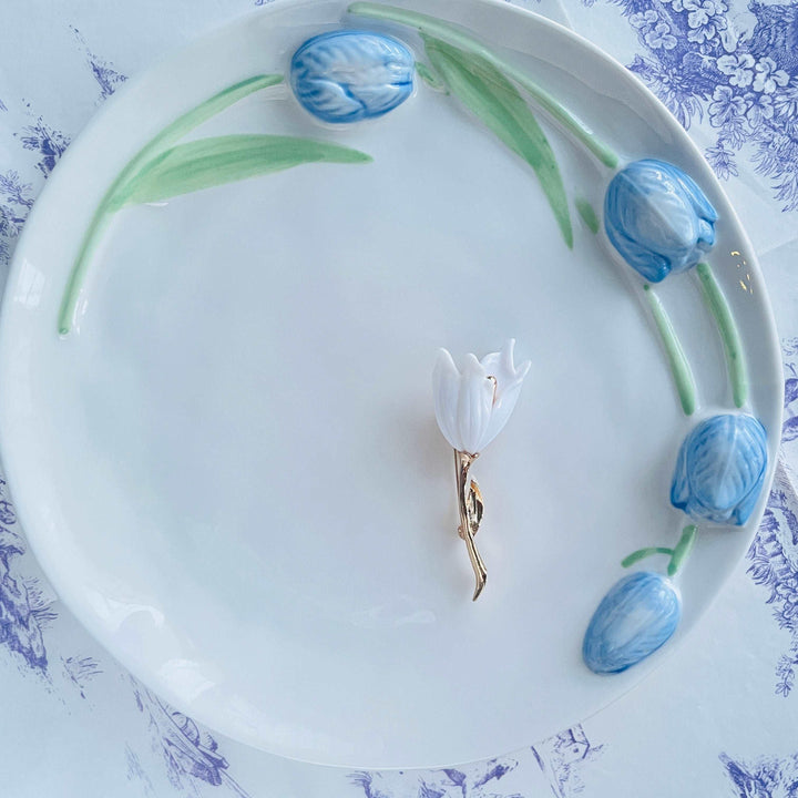 Elegant White Tulip Brooch