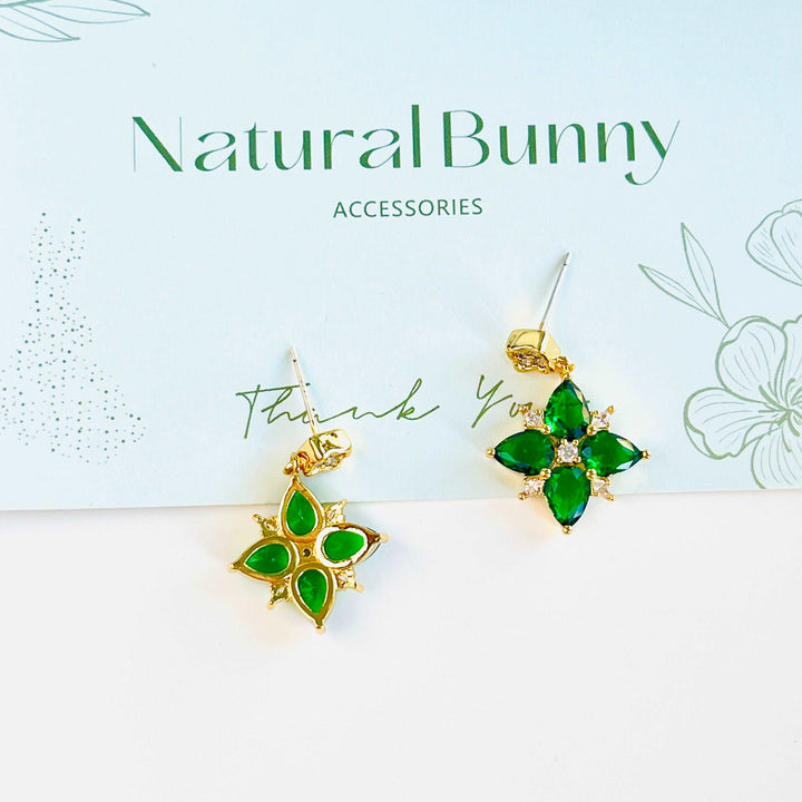 Elf Four-leaf Clover Floral Earrings
