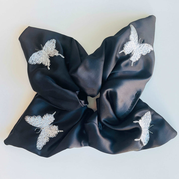 Embroidered Butterfly Square Scrunchie
