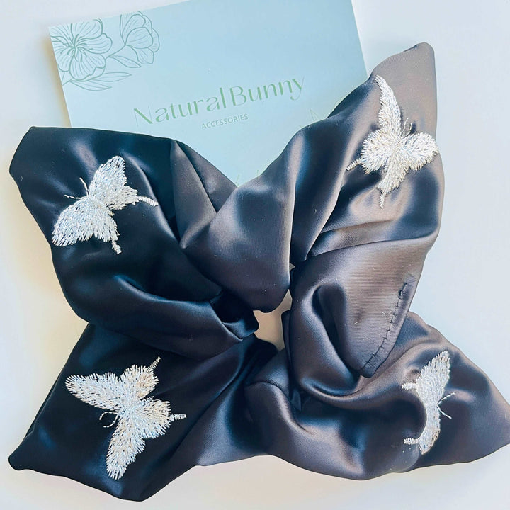Embroidered Butterfly Square Scrunchie