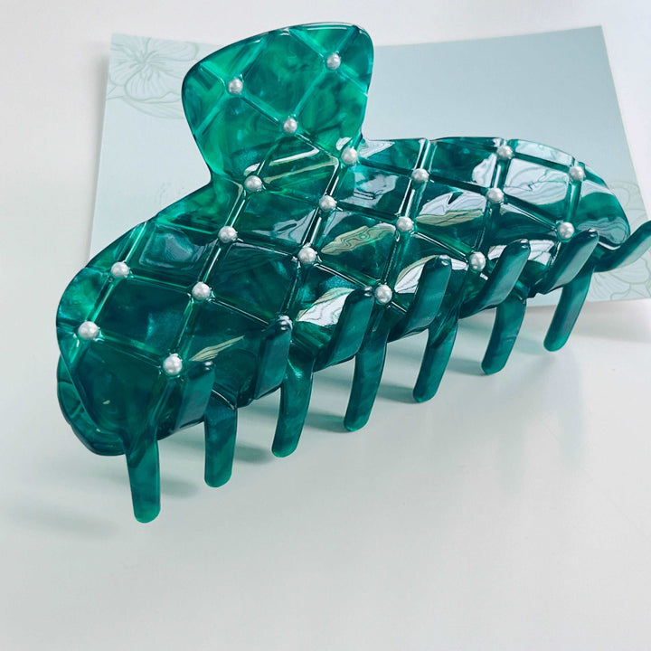 Emerald Green Pearl Hair Claw Clip