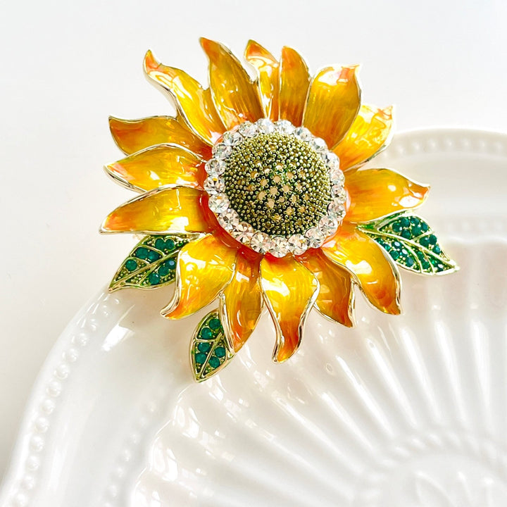 Enamel Bright Sunflower Brooch - Natural Bunny Accessories