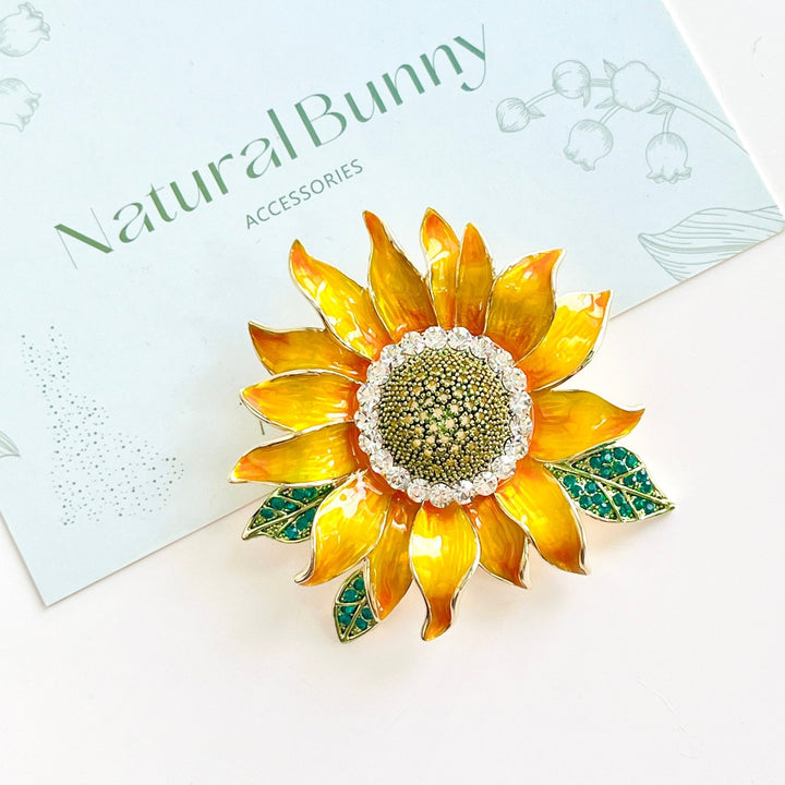 Enamel Bright Sunflower Brooch - Natural Bunny Accessories