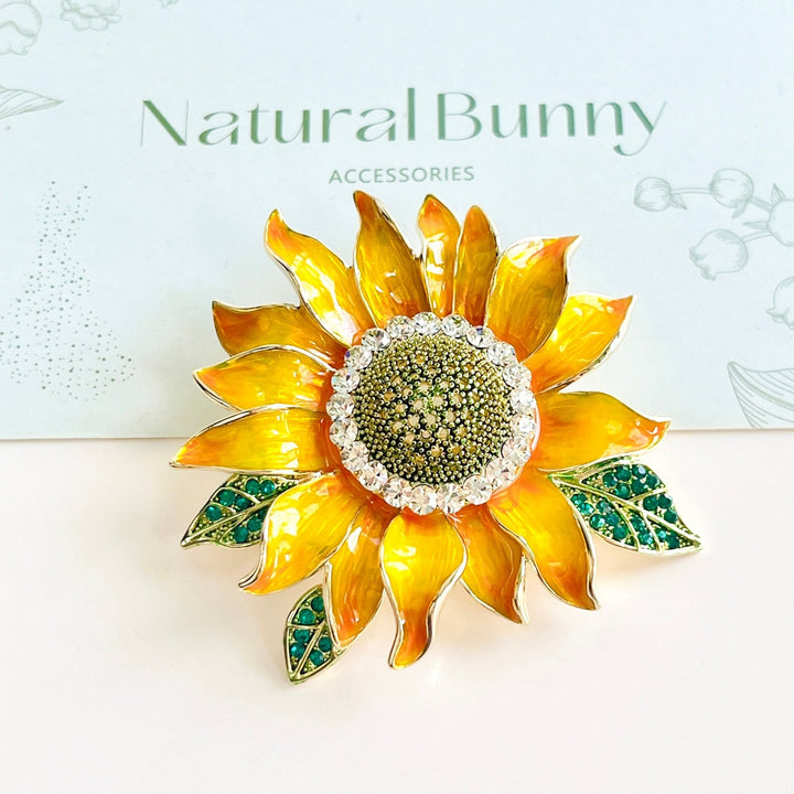 Enamel Bright Sunflower Brooch - Natural Bunny Accessories
