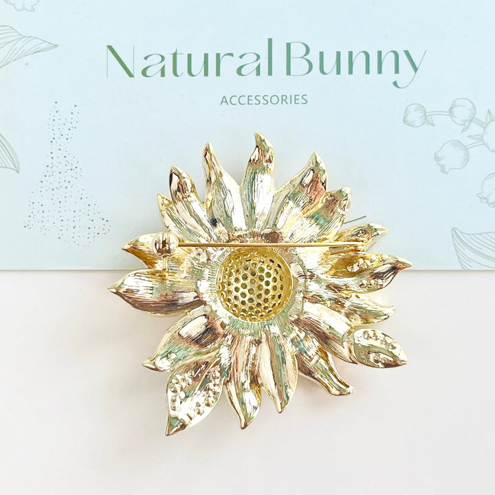 Enamel Bright Sunflower Brooch - Natural Bunny Accessories