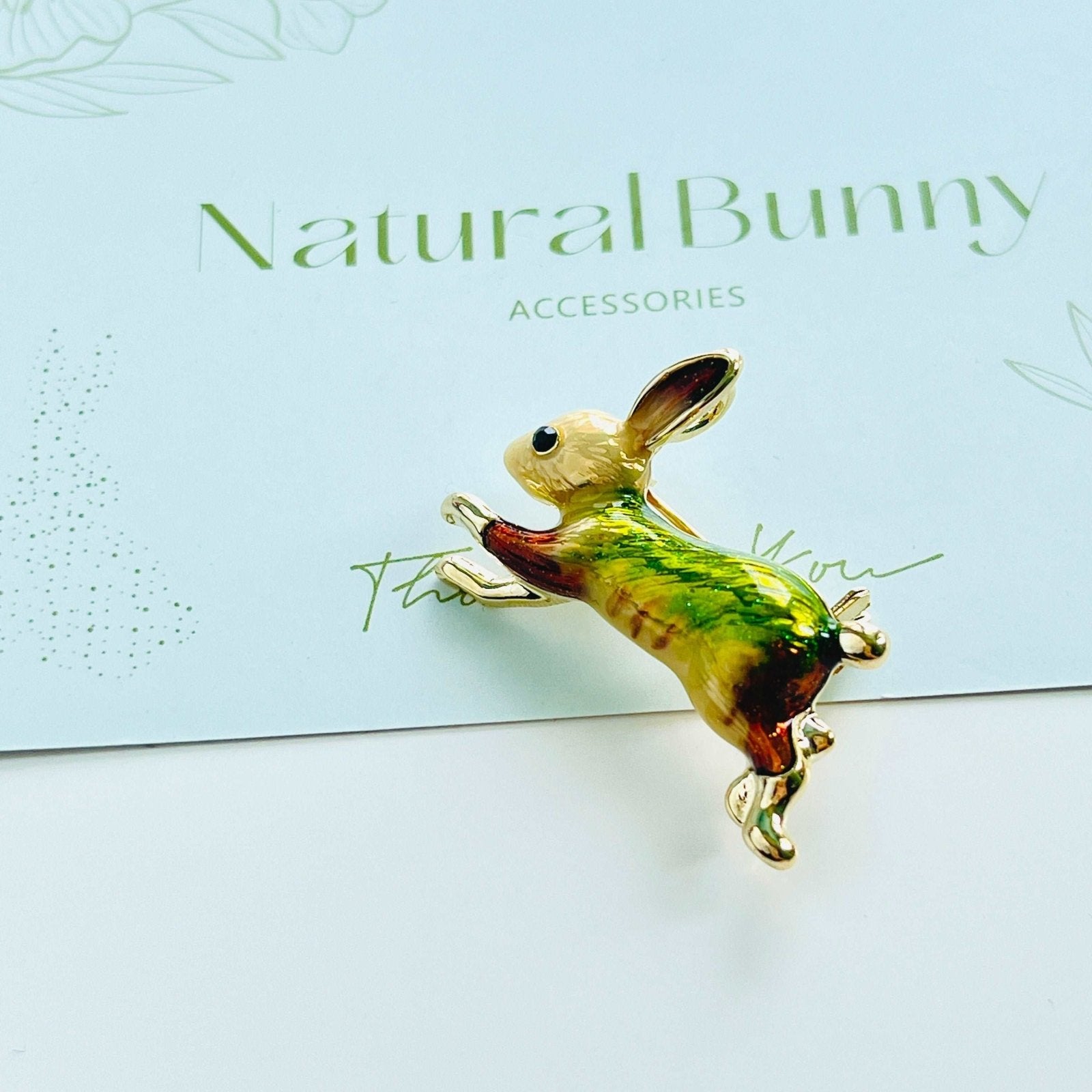 Enamel Colorful Running Rabbit Brooch – Natural Bunny Accessories