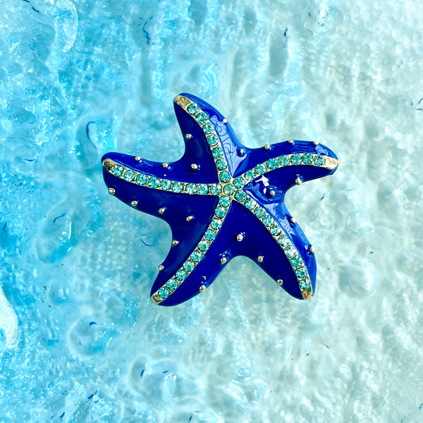Enamel Deep Blue Starfish Brooch