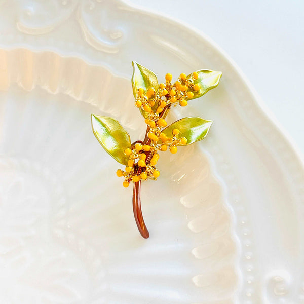 Enamel Osmanthus Brooch