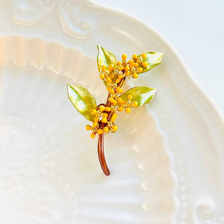 Enamel Osmanthus Brooch
