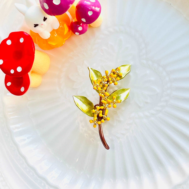Enamel Osmanthus Brooch