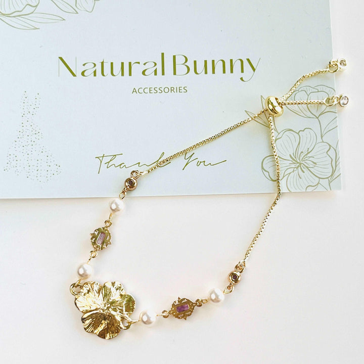 Enamel Purple Pansy Bracelet
