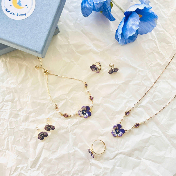 Enamel Purple Pansy Bracelet
