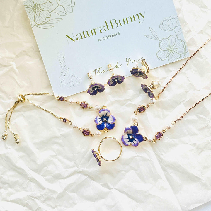 Enamel Purple Pansy Bracelet