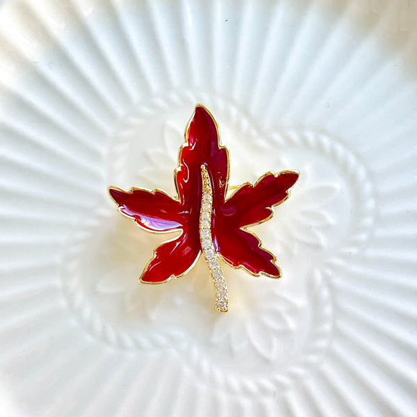 Enamel Red Maple Leaf Brooch