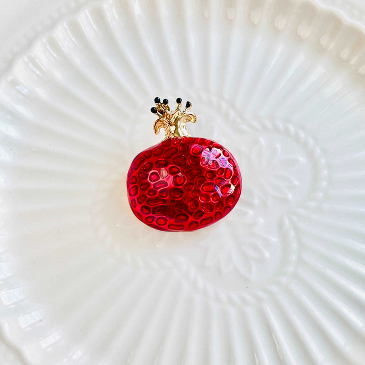 Enamel Red Pomegranate Brooch