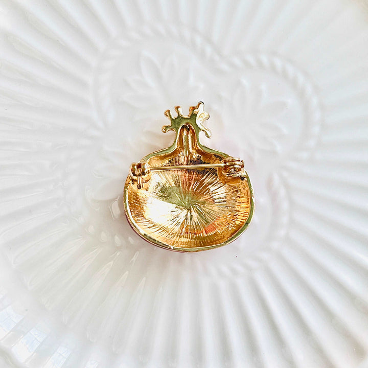 Enamel Red Pomegranate Brooch