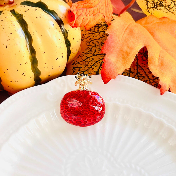 Enamel Red Pomegranate Brooch