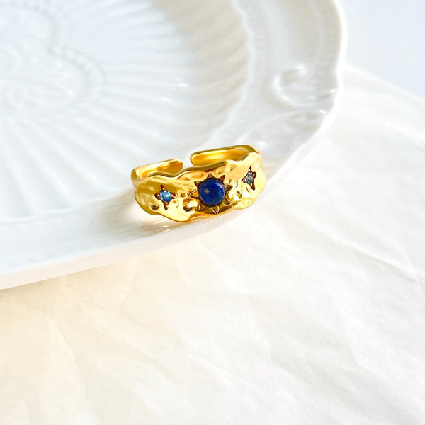 Engraved Sun Star Open Ring - Natural Bunny Accessories
