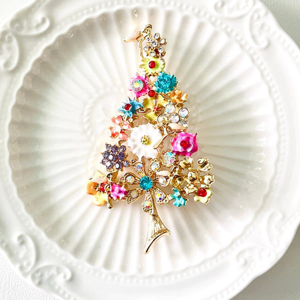 Fancy Flower Fairy Christmas Tree Brooch - Natural Bunny Accessories