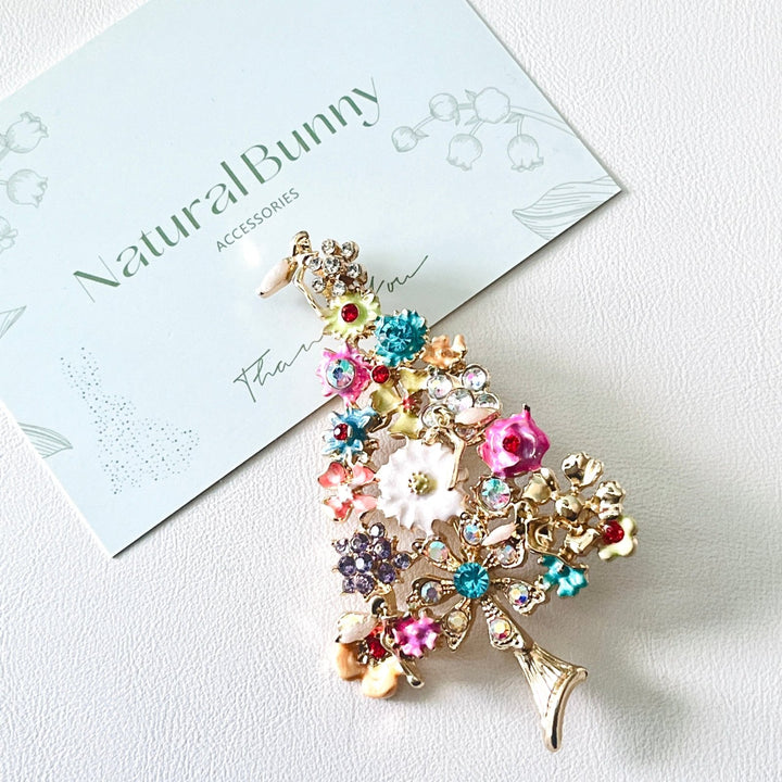 Fancy Flower Fairy Christmas Tree Brooch - Natural Bunny Accessories
