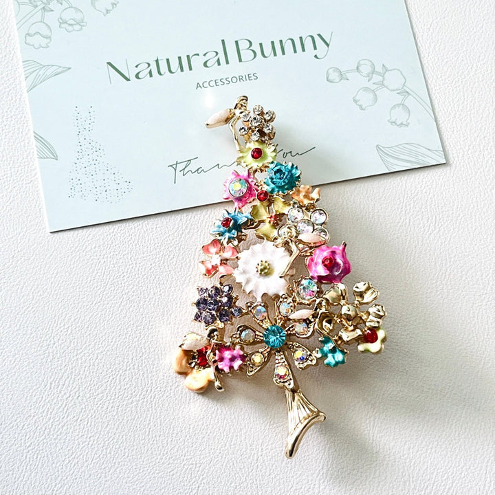 Fancy Flower Fairy Christmas Tree Brooch - Natural Bunny Accessories