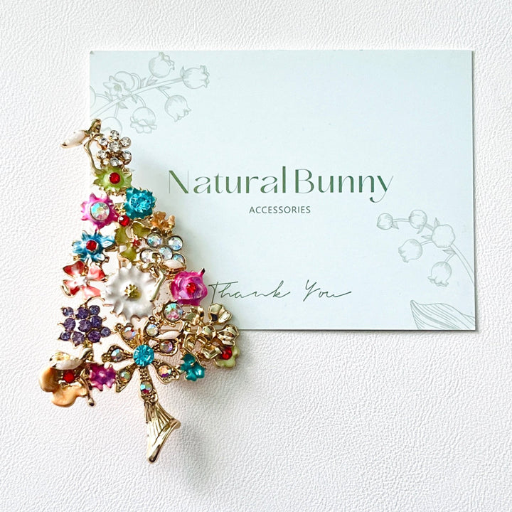 Fancy Flower Fairy Christmas Tree Brooch - Natural Bunny Accessories